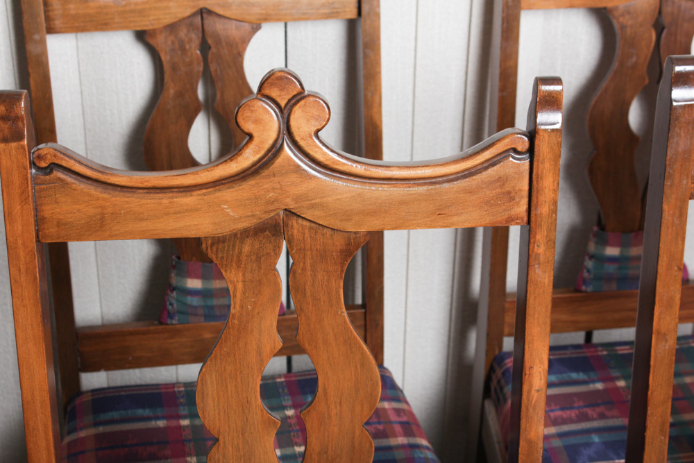 Vintage Upholstered Cherry Dining Chairs