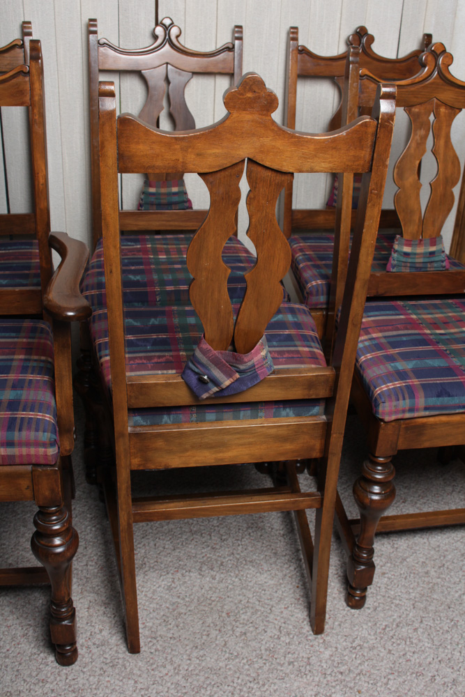Vintage Upholstered Cherry Dining Chairs