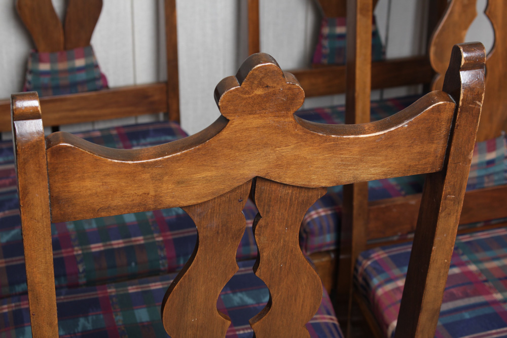 Vintage Upholstered Cherry Dining Chairs