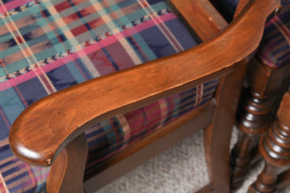 Vintage Upholstered Cherry Dining Chairs