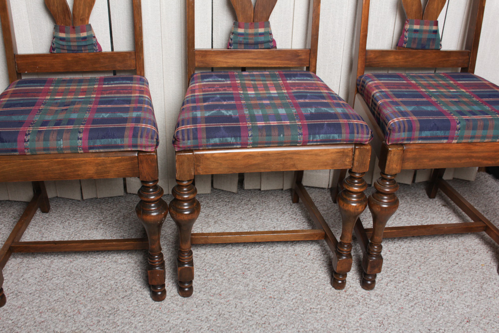 Vintage Upholstered Cherry Dining Chairs