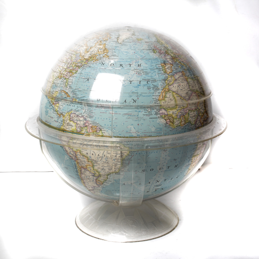 1961 National Geographic Globe on Acrylic Stand
