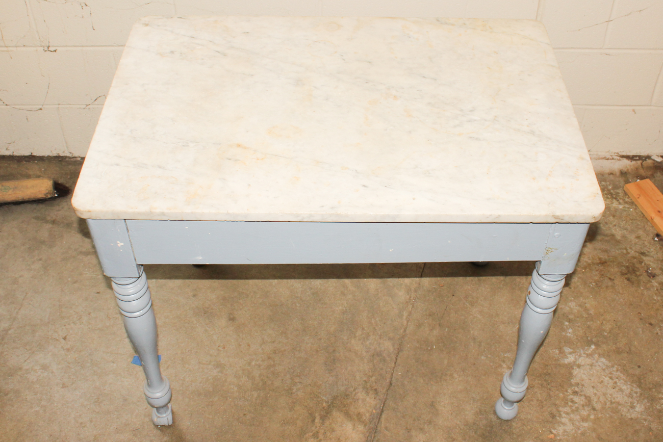 Vintage Marble Top Butcher Table