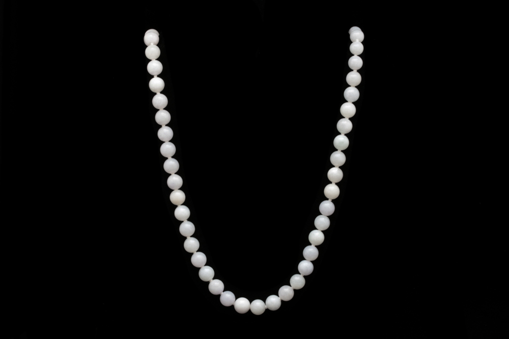 14K Gold and White Jade Bead Necklace