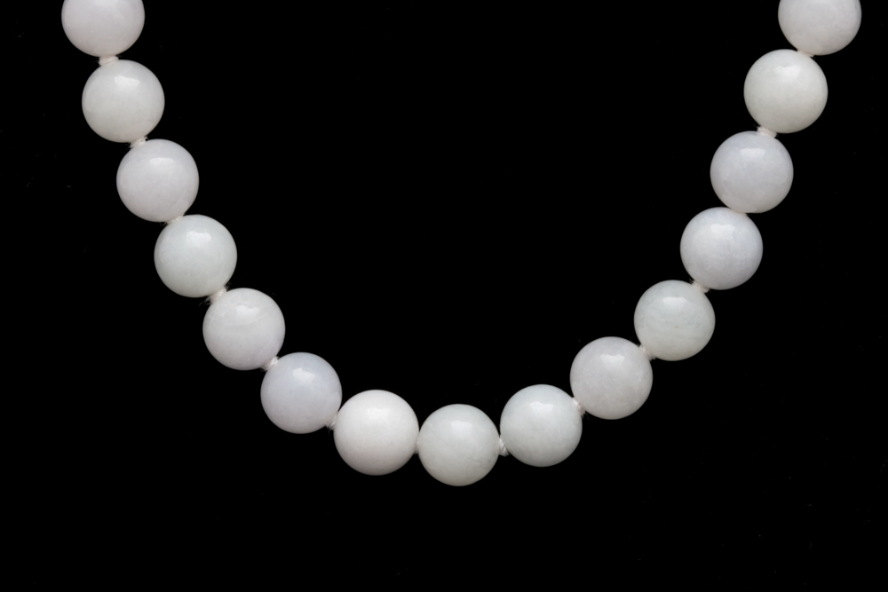 14K Gold and White Jade Bead Necklace
