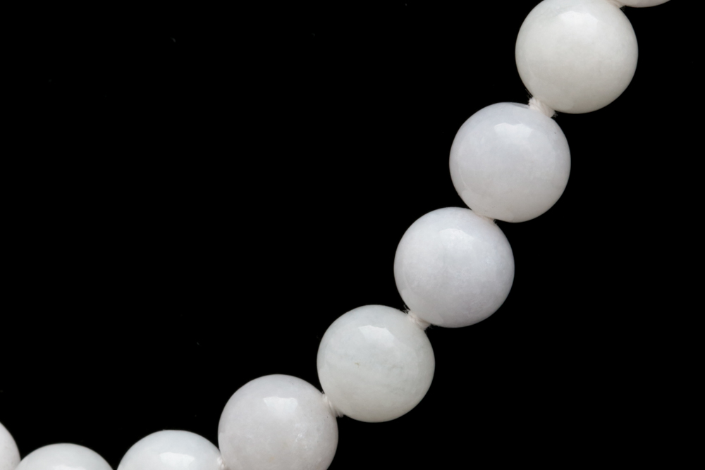 14K Gold and White Jade Bead Necklace