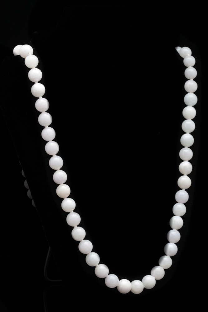 14K Gold and White Jade Bead Necklace