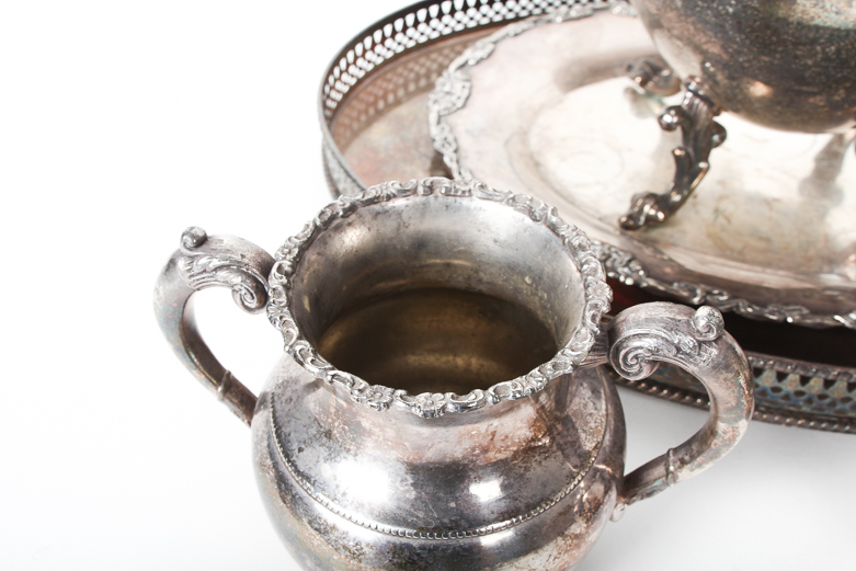 Assembled Silver Plated Tea Set Featuring Van Bergh