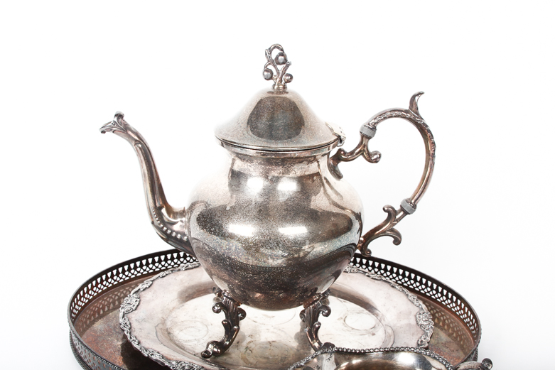 Assembled Silver Plated Tea Set Featuring Van Bergh