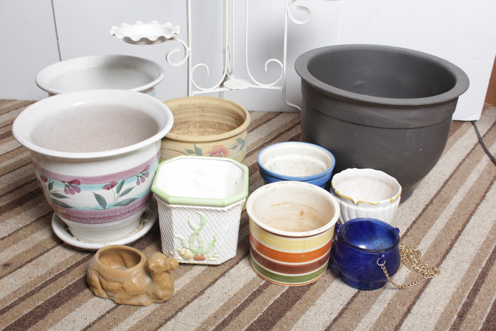 Vintage Metal Plant Stand and Planter Variety