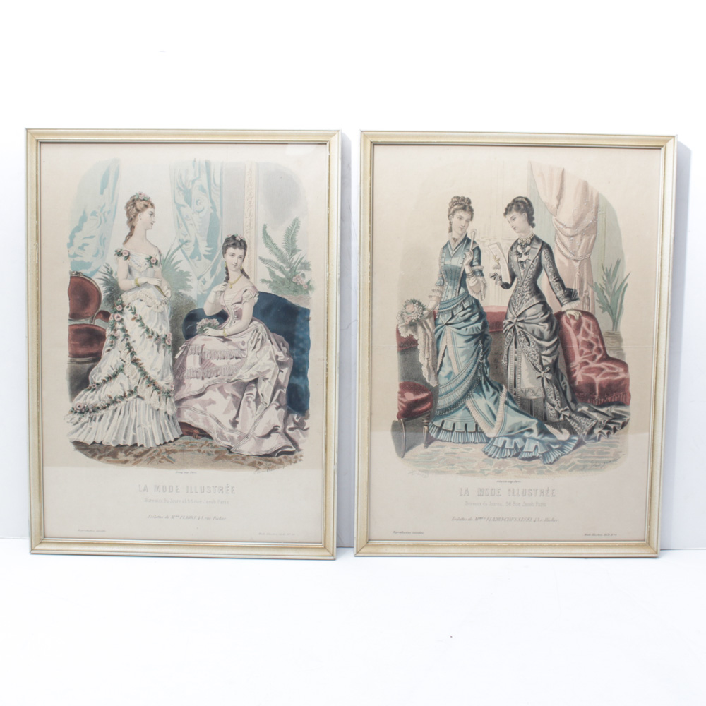 Mode Illustree Antique Vintage Reproduction Lithographs