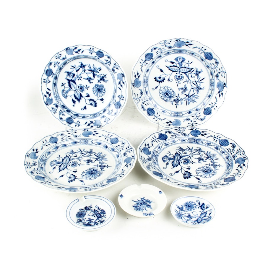 Group of Mainly Meissen "Blue Onion" Tableware