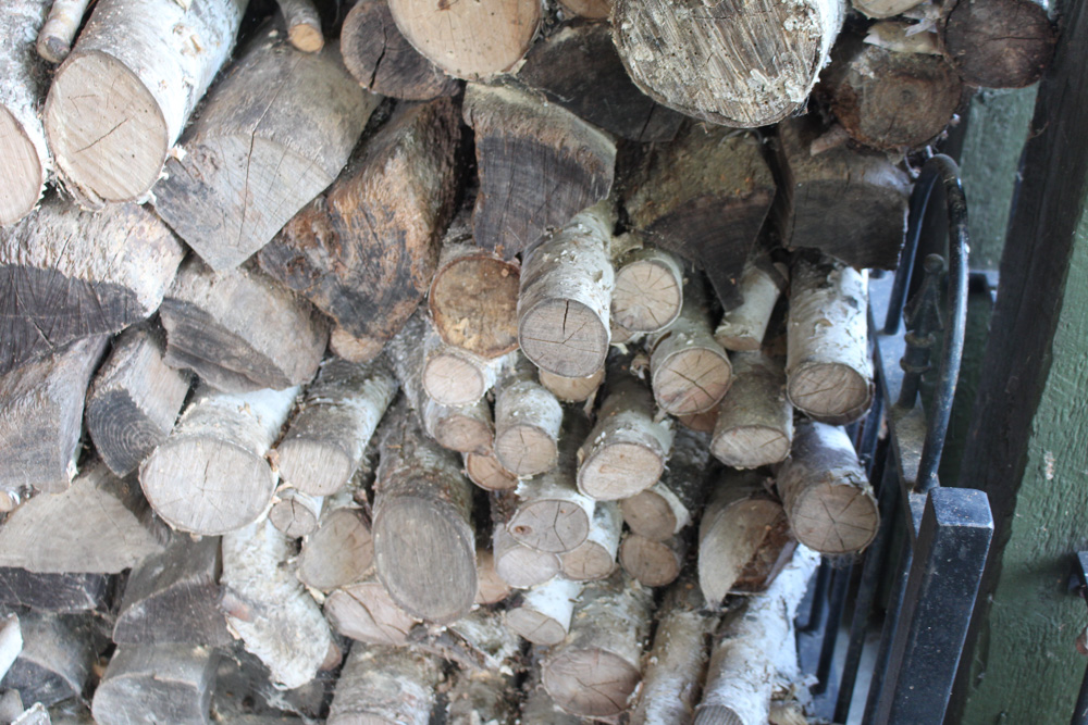 Birch Wood in Metal Holder