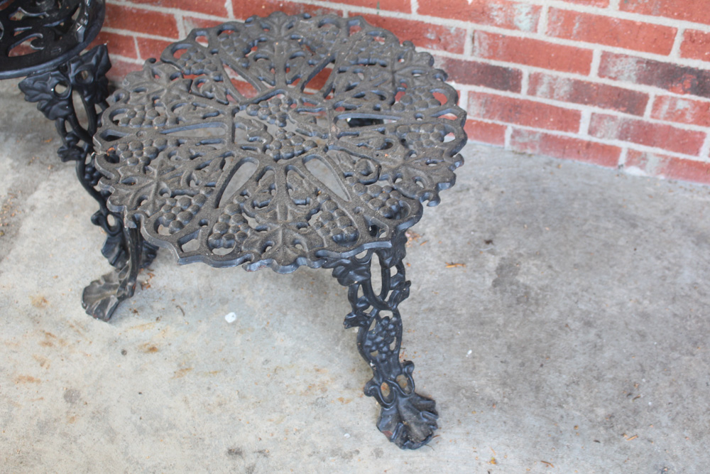 Cast Iron Table and Chair Pair