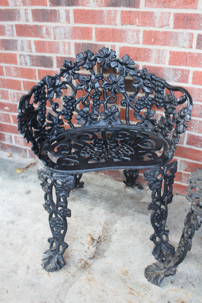 Cast Iron Table and Chair Pair