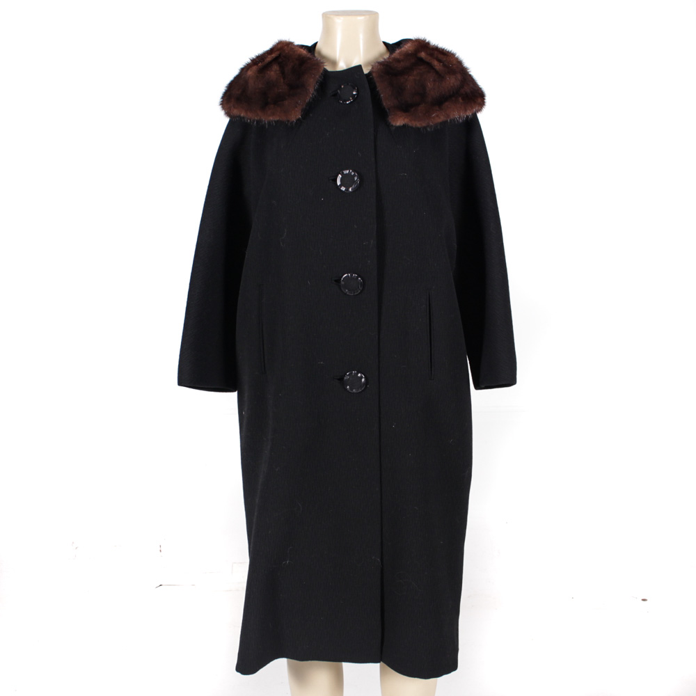 Vintage Madison's Mink Collared Wool Coat