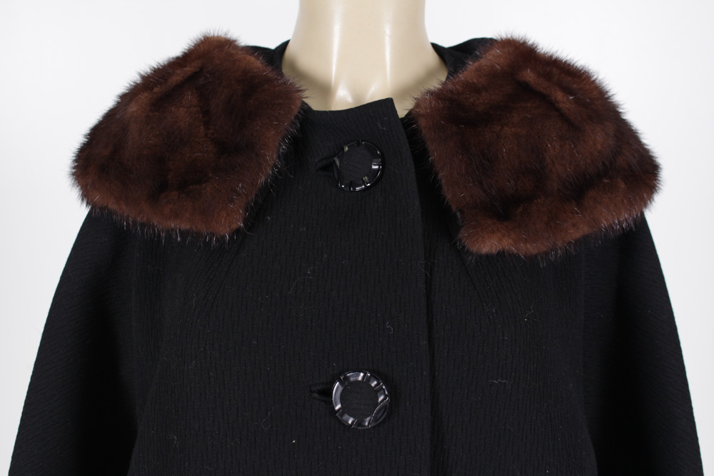Vintage Madison's Mink Collared Wool Coat