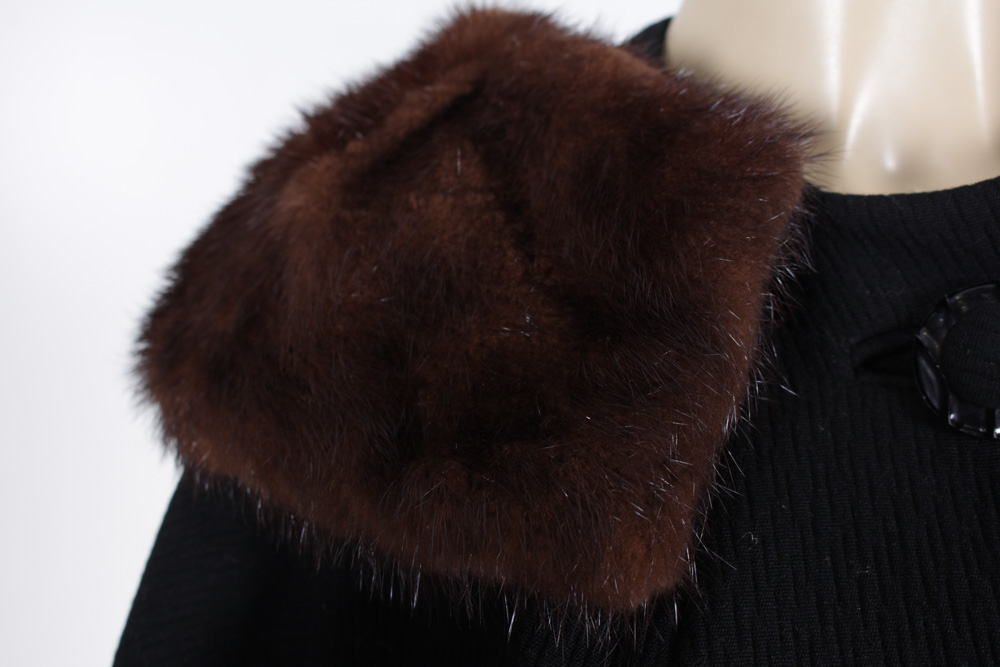Vintage Madison's Mink Collared Wool Coat