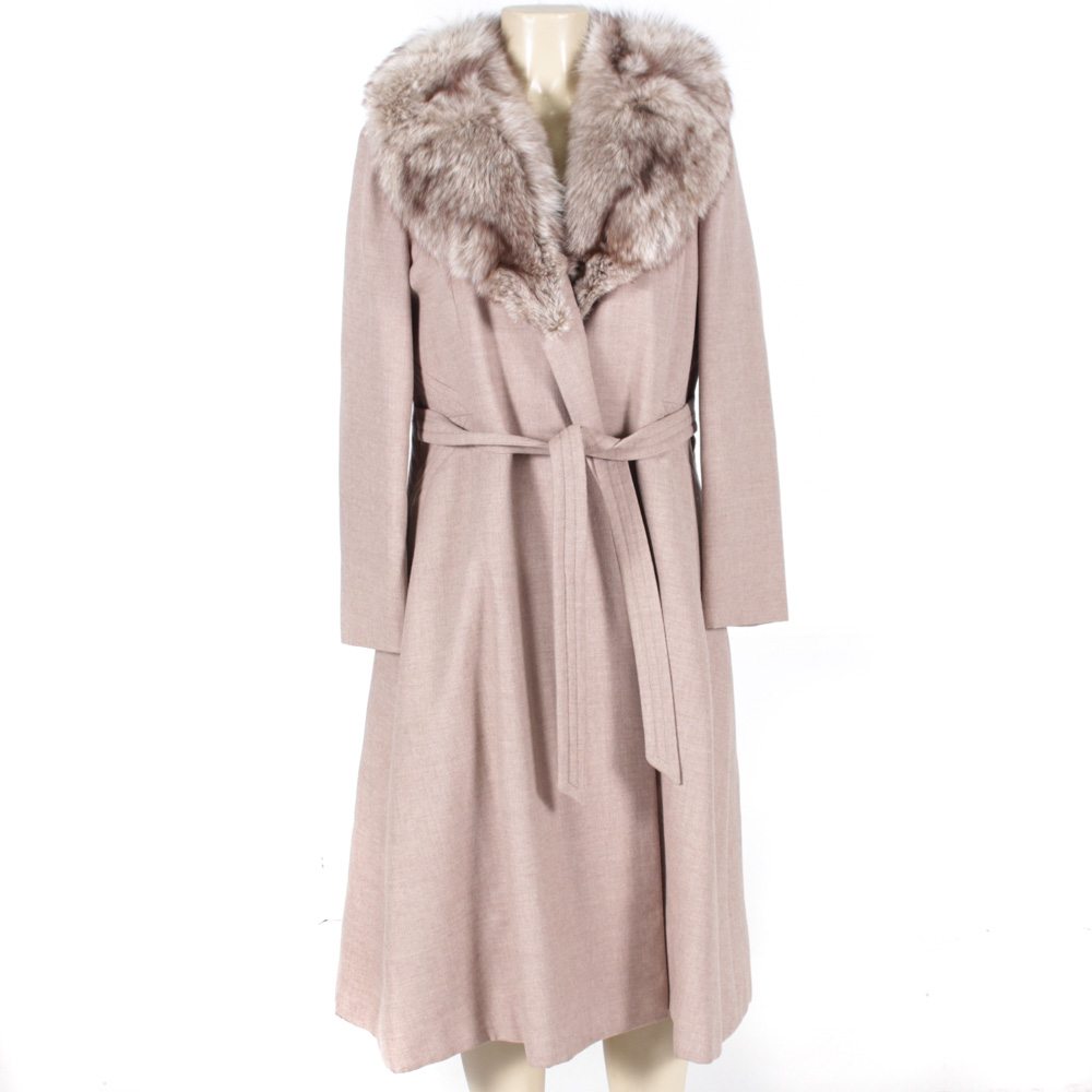 Madison's Vintage Fox Fur Collar Wool Coat