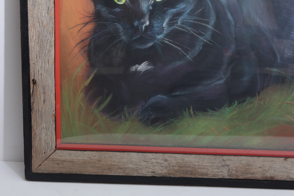 Vintage Oil Pastel Cat Drawing