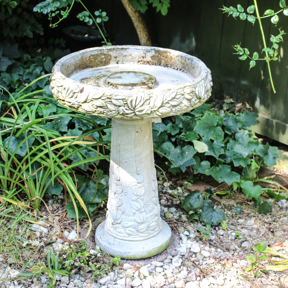 Birdbath and Bench