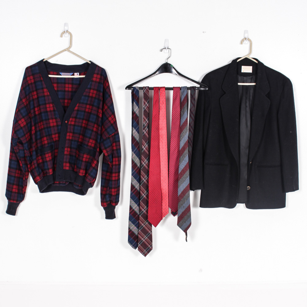 Pendleton Wool Blazer  and Cardigan with Vintage Ties