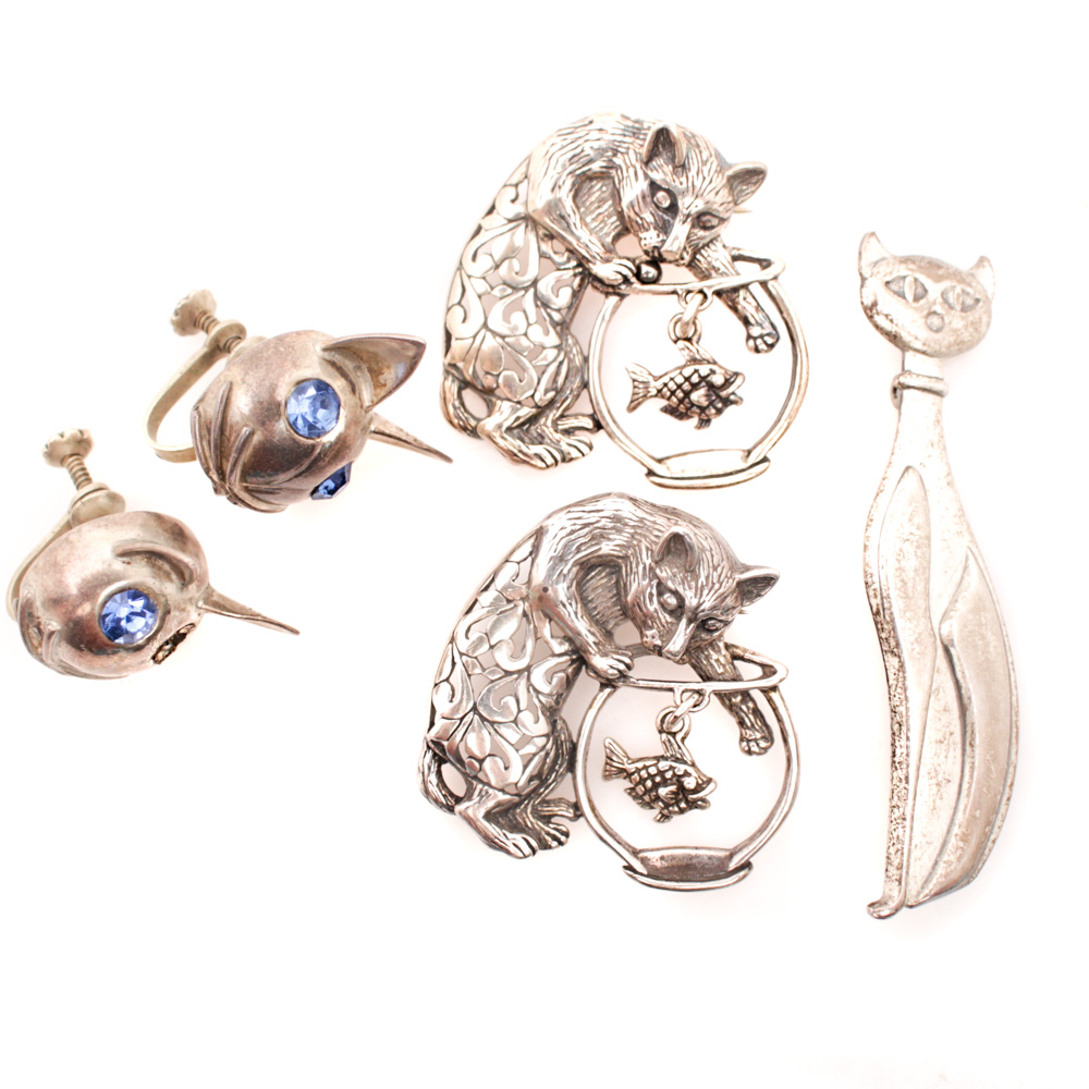 Sterling Silver Feline Jewelry