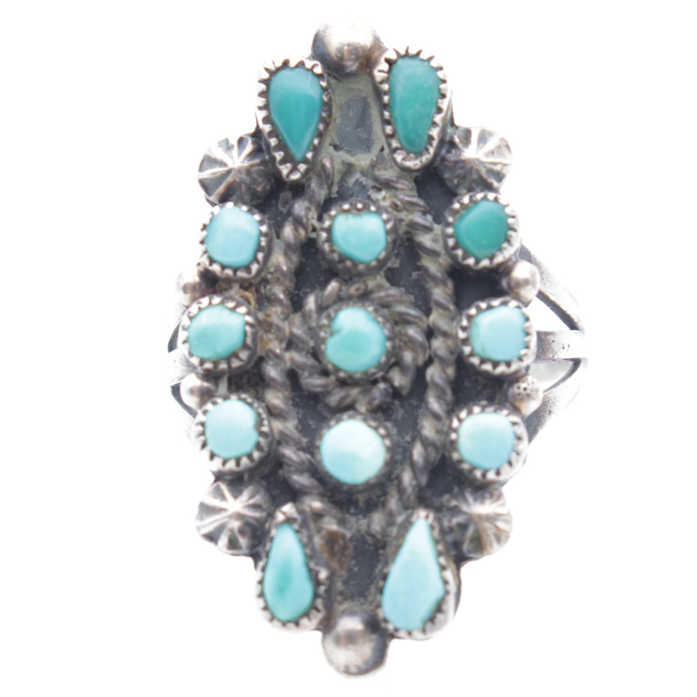 Native American Style Sterling Silver and Turquoise Ring