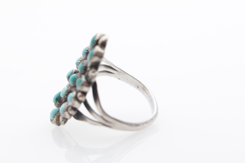 Native American Style Sterling Silver and Turquoise Ring