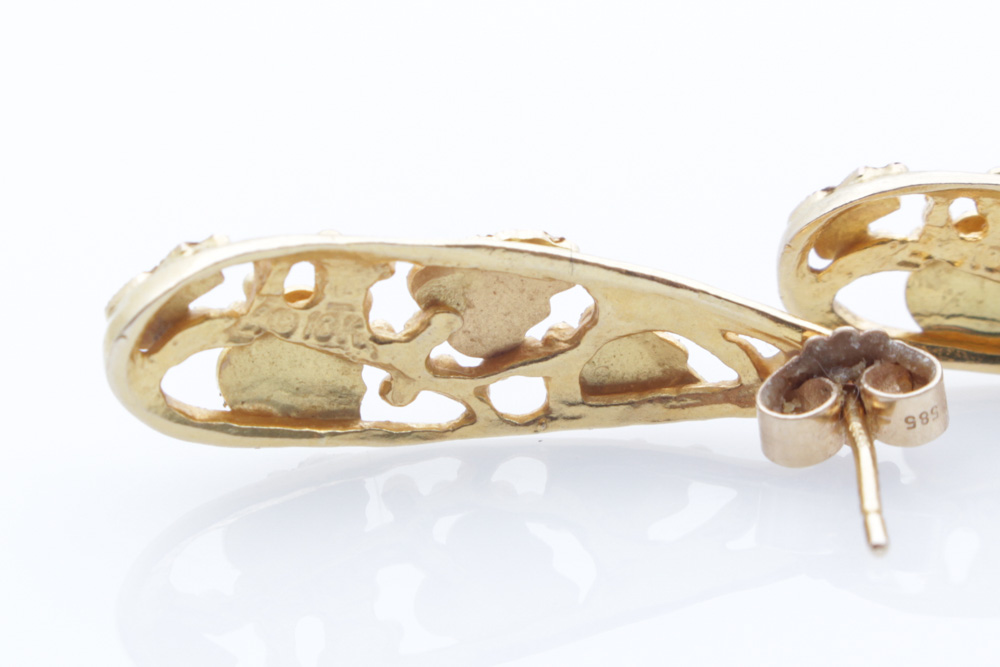 10K Black Hills Gold Stick Pin and Earring Pair