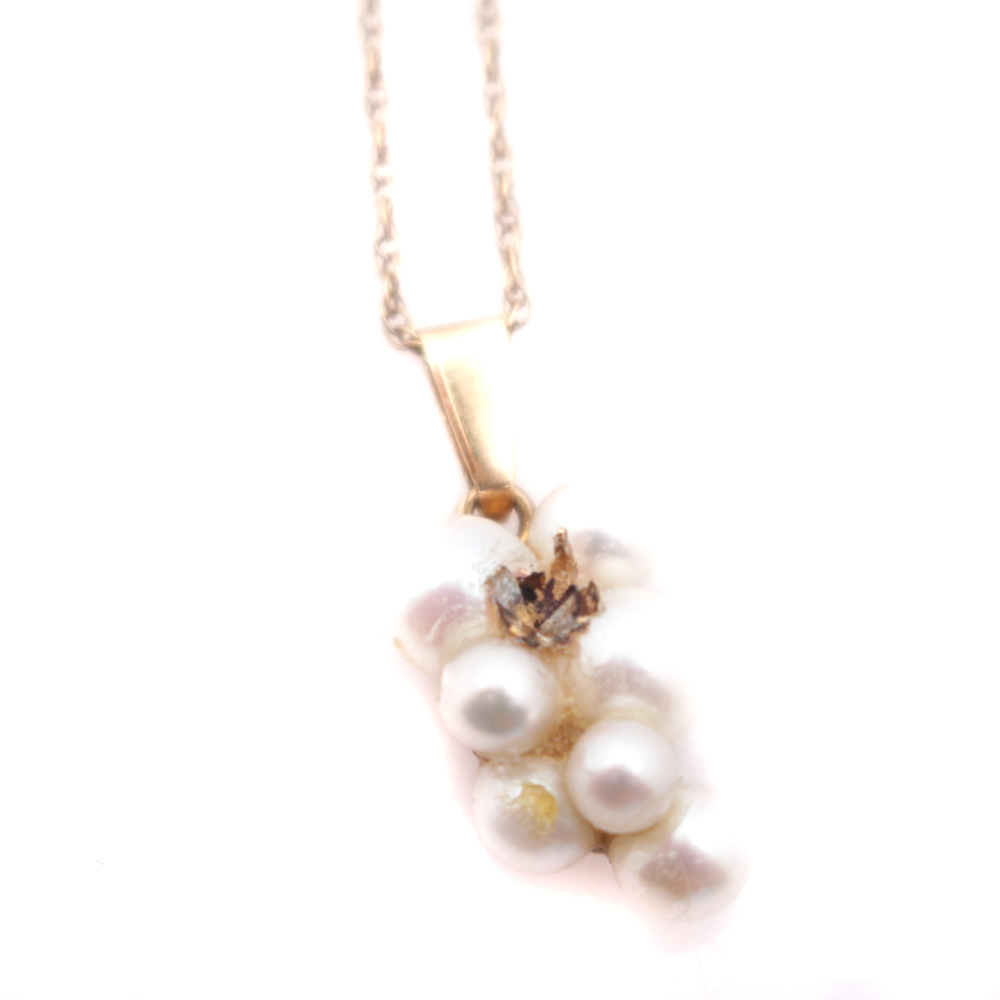 14K Yellow Gold Necklace With Cultured Pearl Pendant