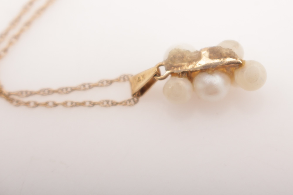 14K Yellow Gold Necklace With Cultured Pearl Pendant