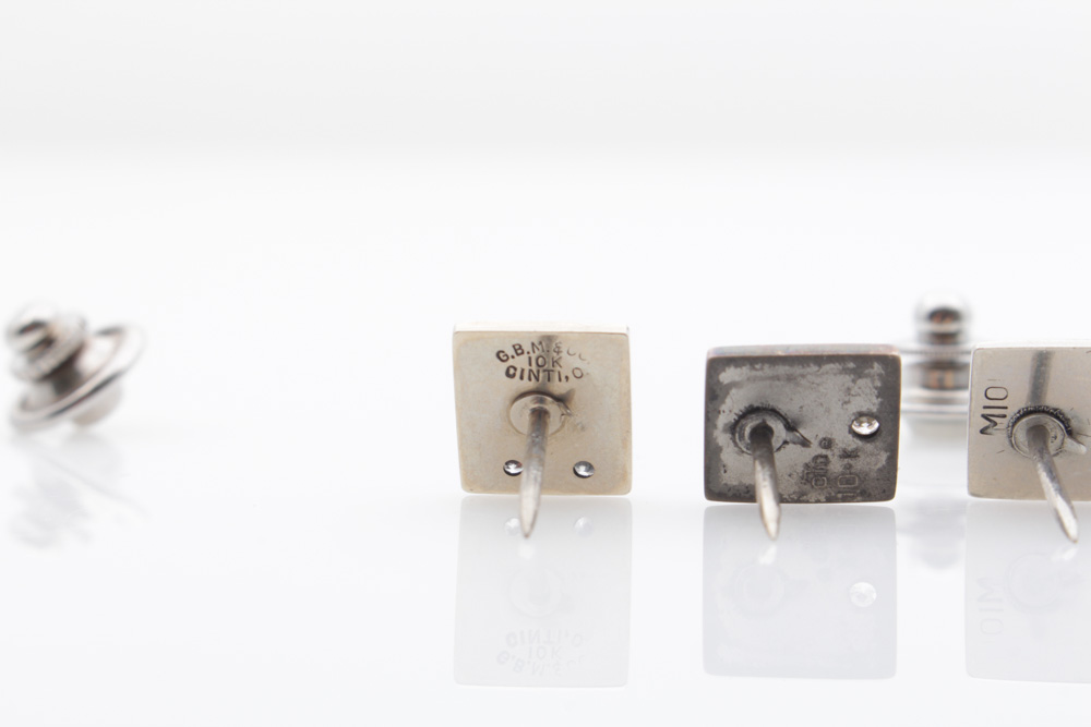 10K Yellow and White Gold With Diamond Tie Tack Set