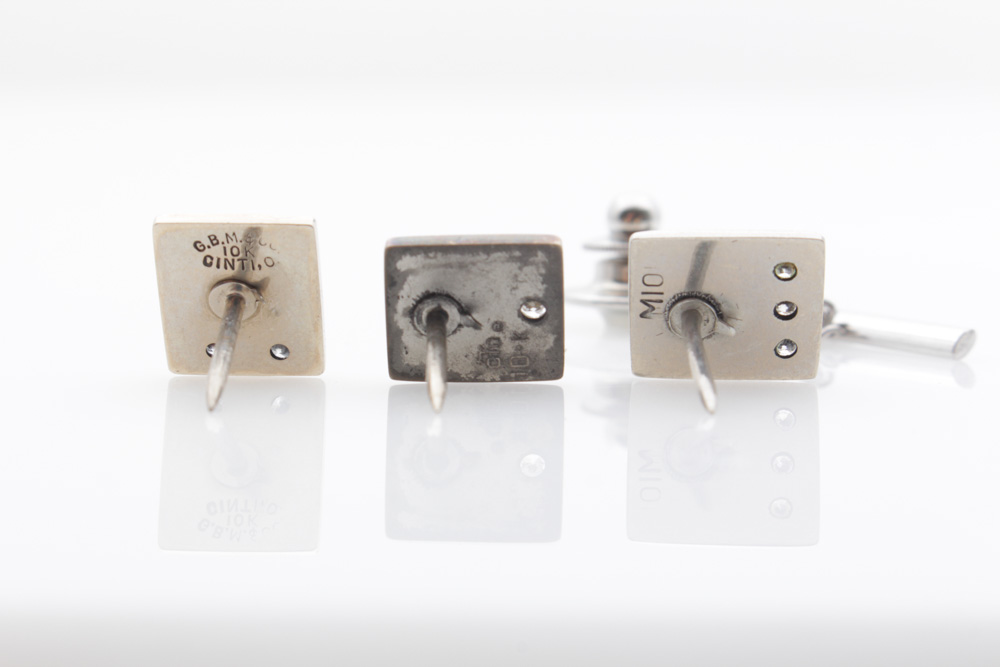 10K Yellow and White Gold With Diamond Tie Tack Set