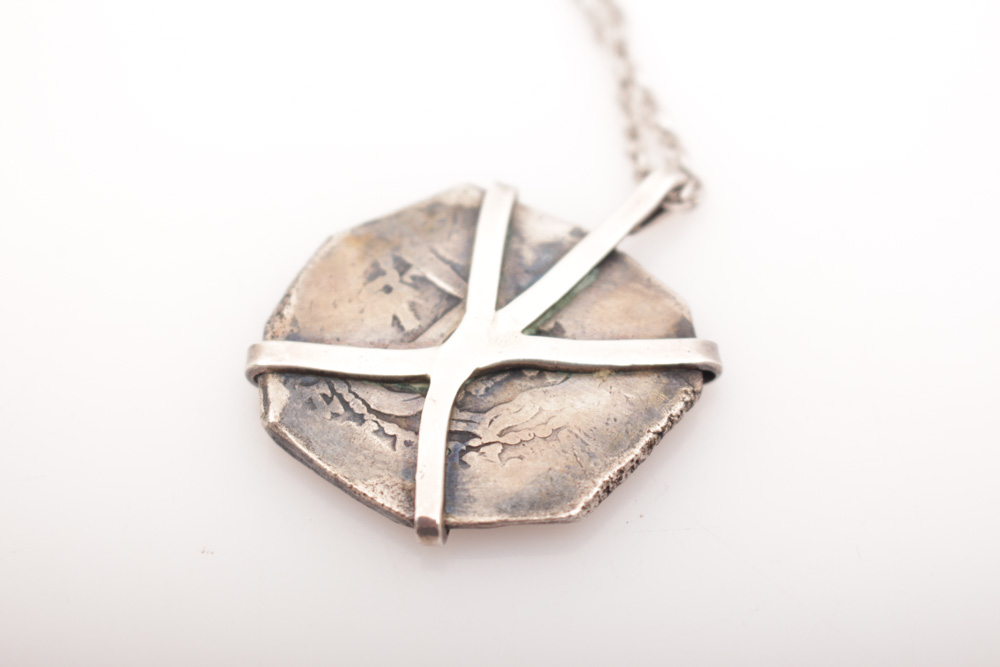 Spanish Colonial "Shield Type" 8 Reales Cob on Silver Chain