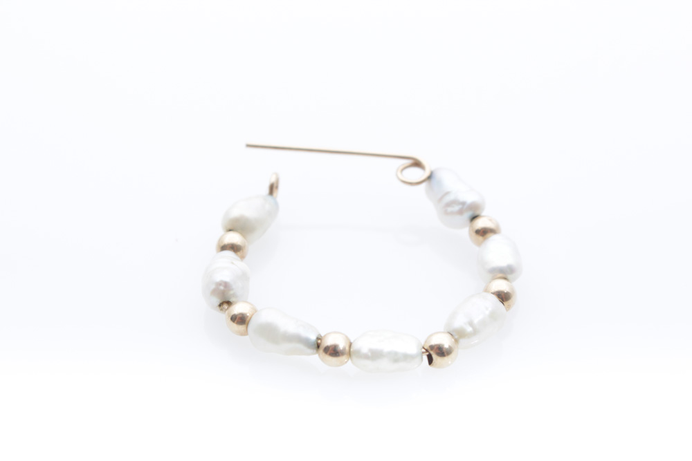 14K Yellow Gold and Freshwater Pearl Earrings with Pearl and Onyx Necklace