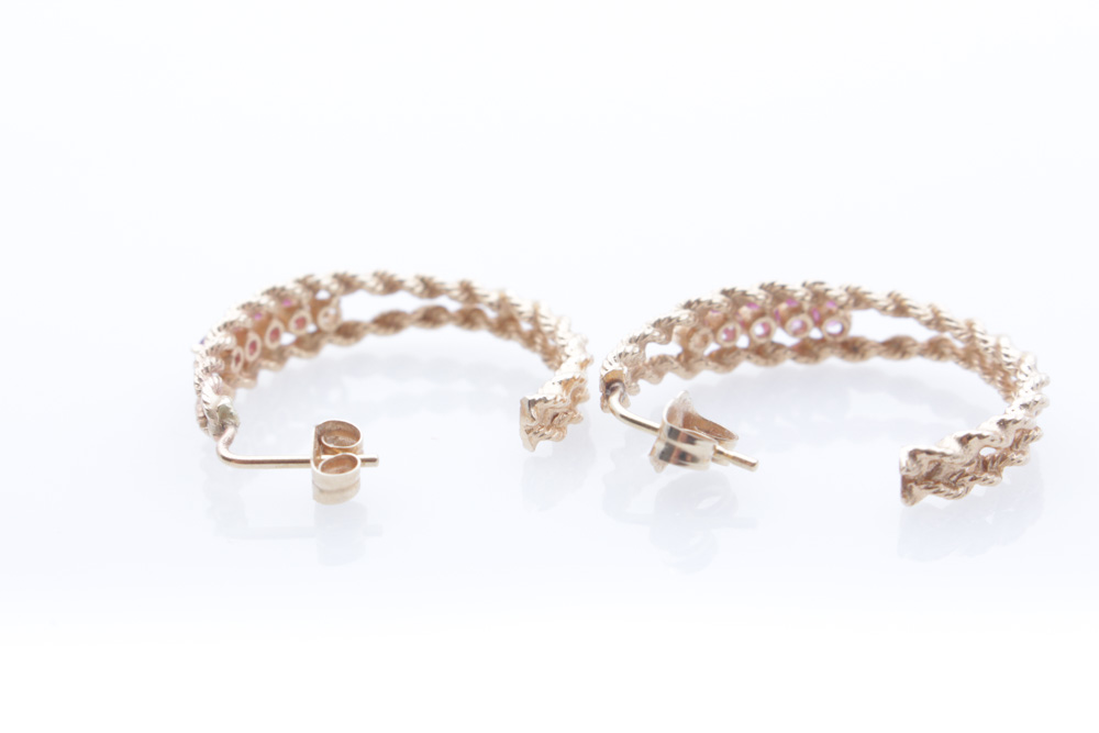 14K Yellow Gold and Natural Ruby Earrings