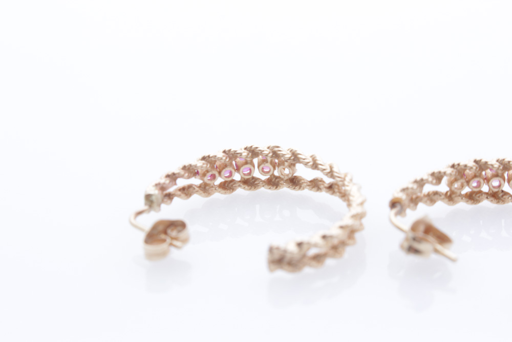 14K Yellow Gold and Natural Ruby Earrings