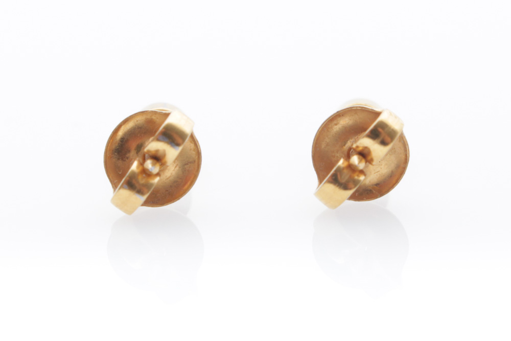 14K Yellow Gold Studs With Foil Back Stones