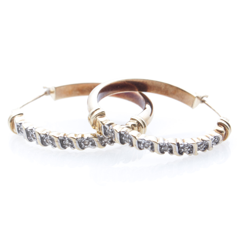 10K Yellow Gold and Diamond Earrings