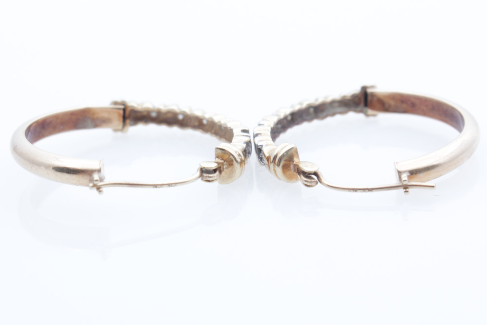 10K Yellow Gold and Diamond Earrings