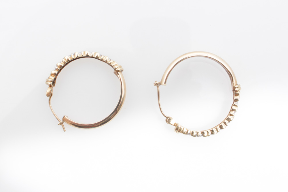 10K Yellow Gold and Diamond Earrings