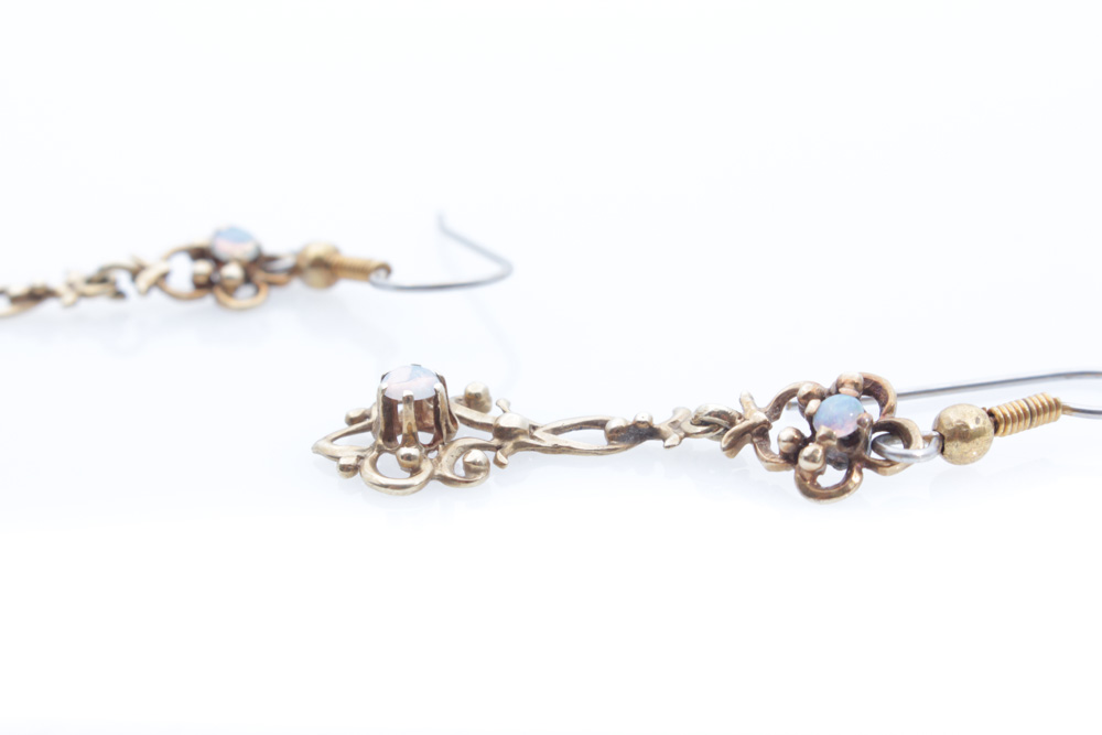 10K Yellow Gold and Opal Earrings