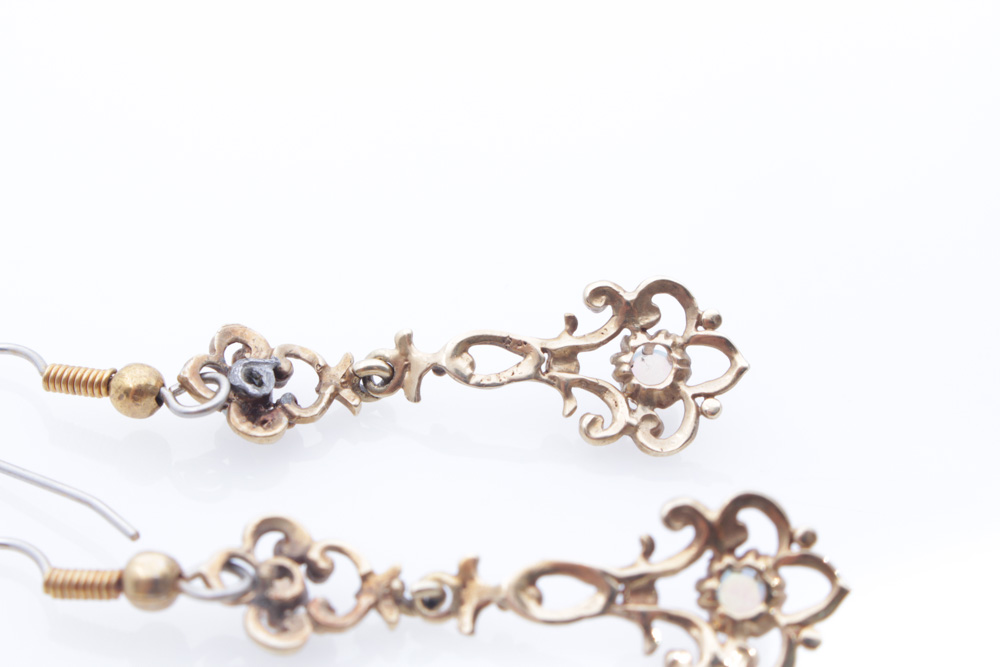 10K Yellow Gold and Opal Earrings