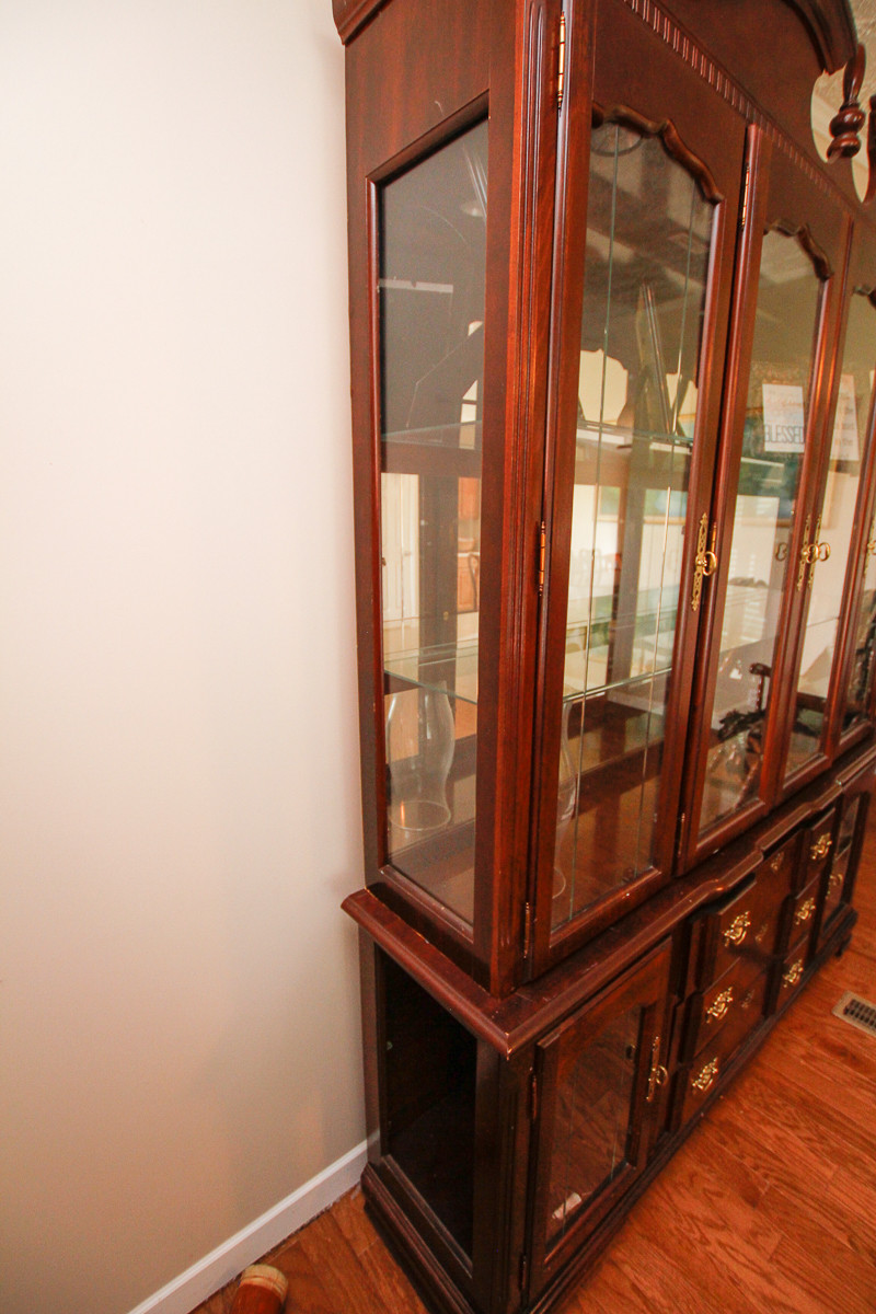 Mahogany-Finished Breakfront China Cabinet