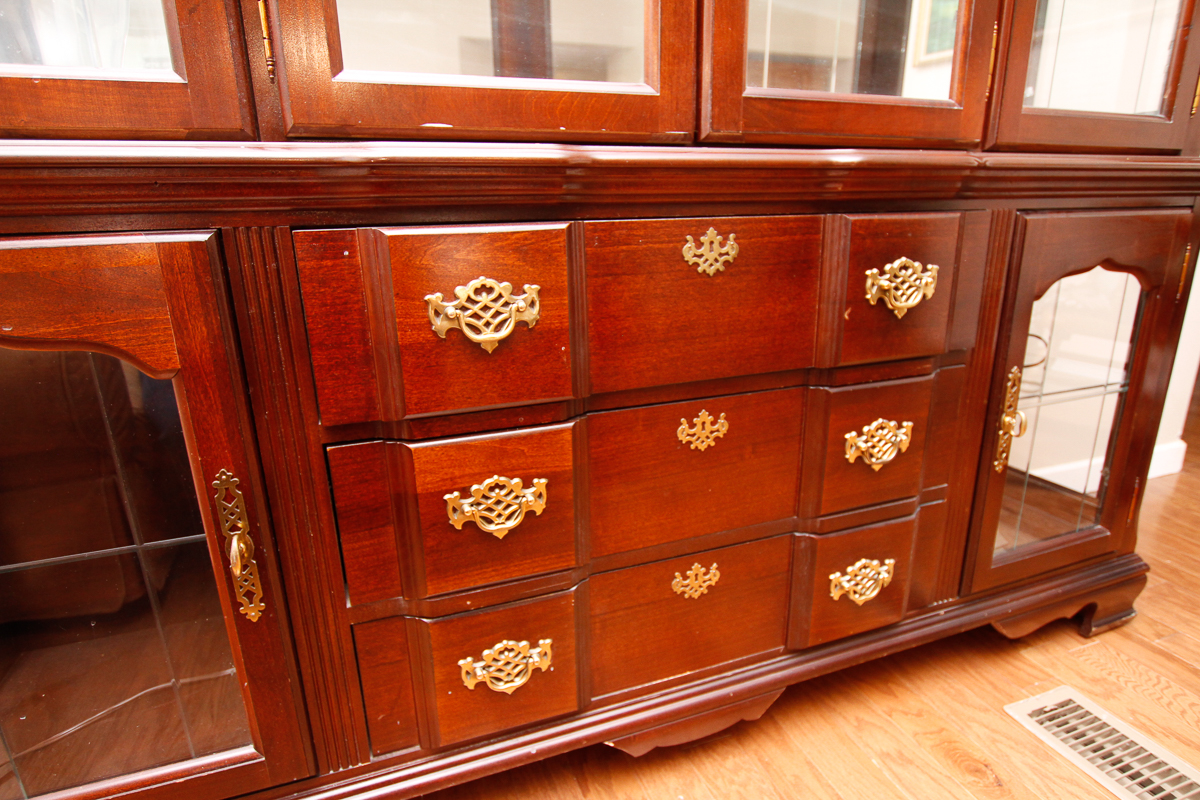 Mahogany-Finished Breakfront China Cabinet