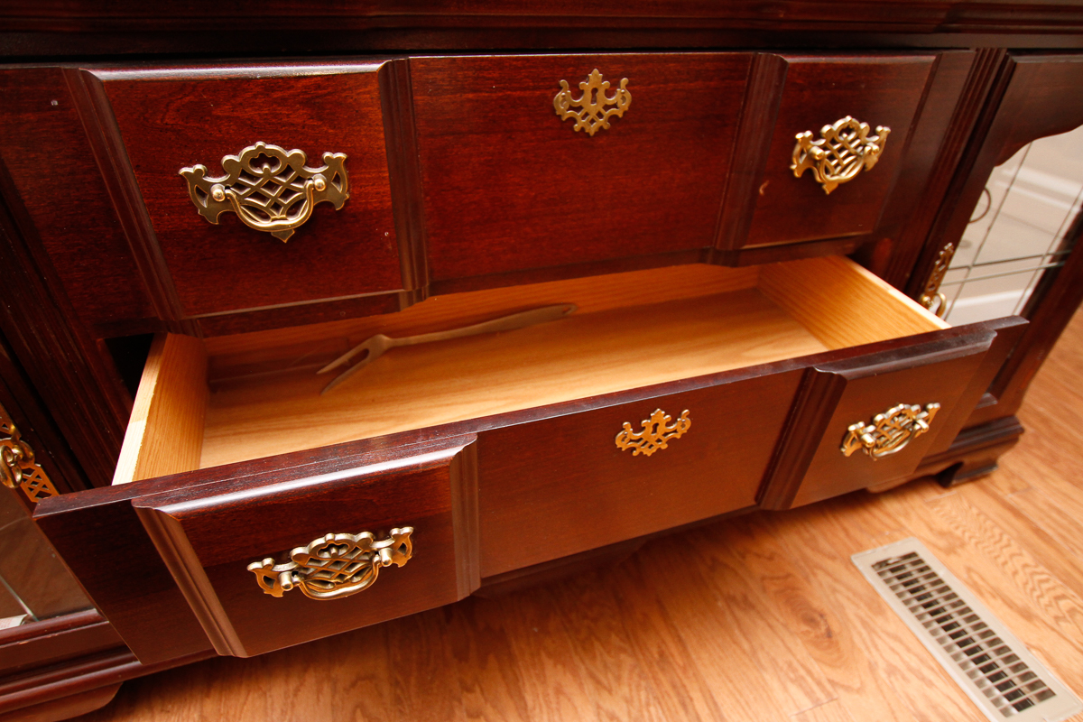 Mahogany-Finished Breakfront China Cabinet