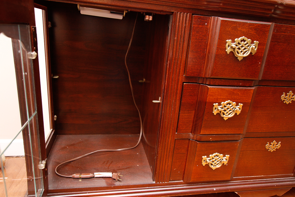 Mahogany-Finished Breakfront China Cabinet