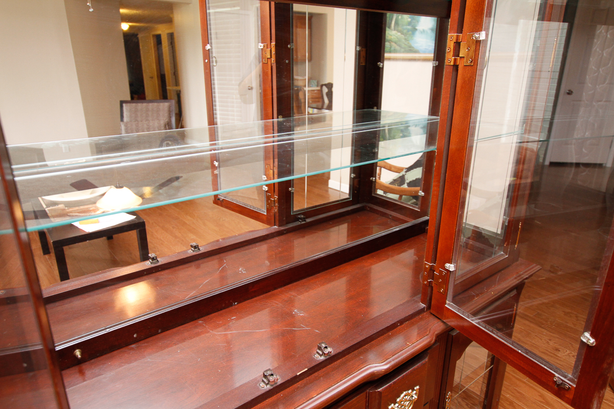 Mahogany-Finished Breakfront China Cabinet