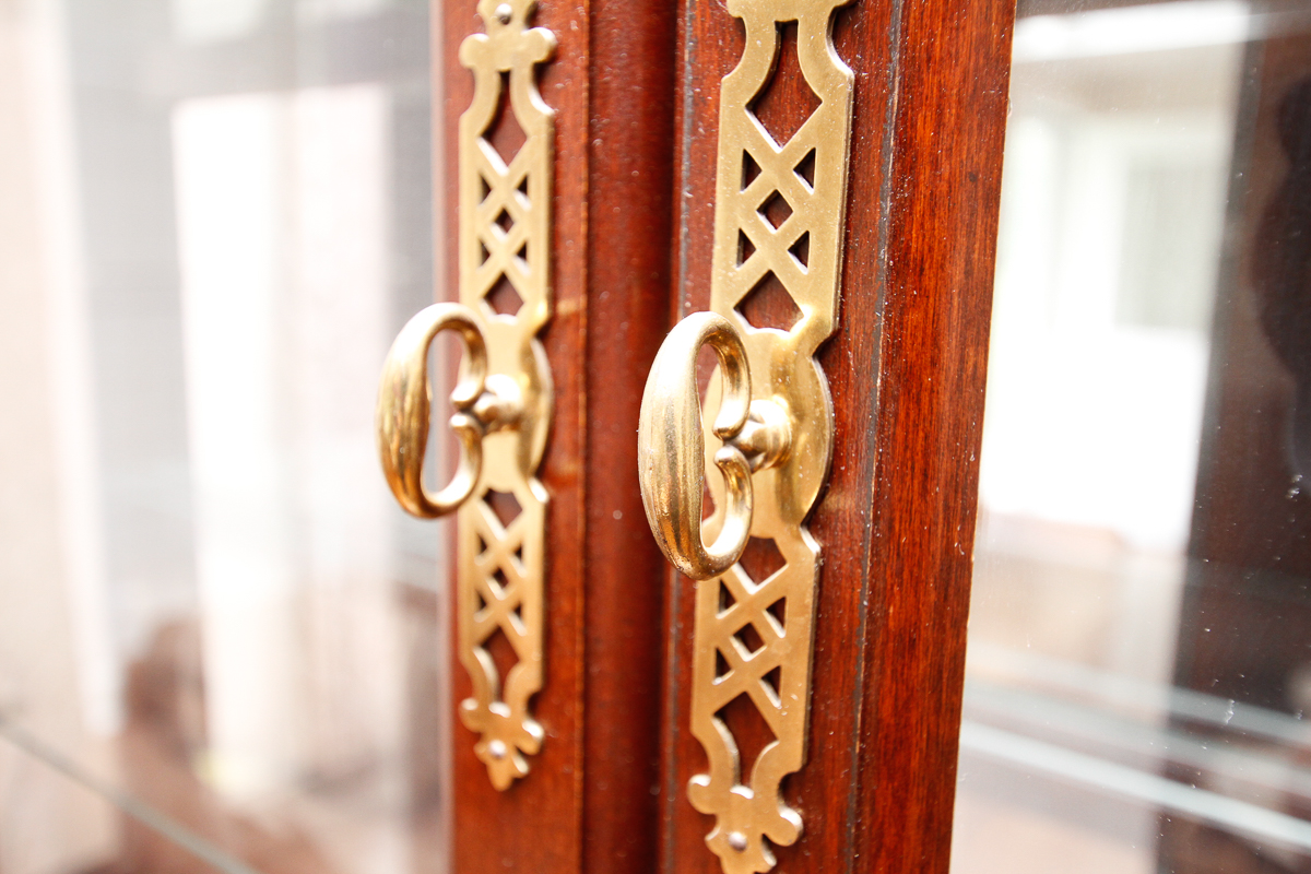 Mahogany-Finished Breakfront China Cabinet
